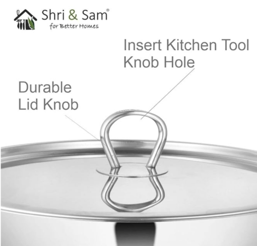 Shri & Sam Stainless Steel Platinum Plain Heavy Weight Fry Pan - Image 3